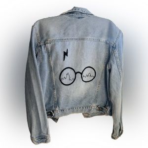 💎 Liz Claiborne ⚡️ CUSTOM VINTAGE ⚡️Harry Potter Stitched Jean Jacket